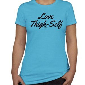 Love Thigh-Self Fitness Fitted T-shirt  Teal